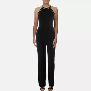 INC Contrast Trim Straight Leg Playsuit Black Jumpsuit XLarge Sleeveless
